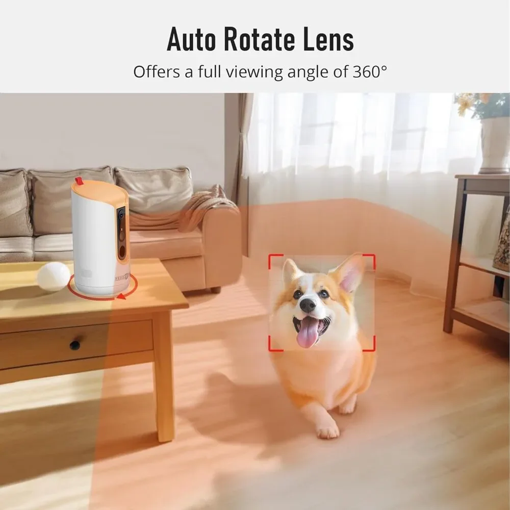 PARIS RHÔNE 2K Pet Camera, 360°View Dog Camera Treat Dispenser